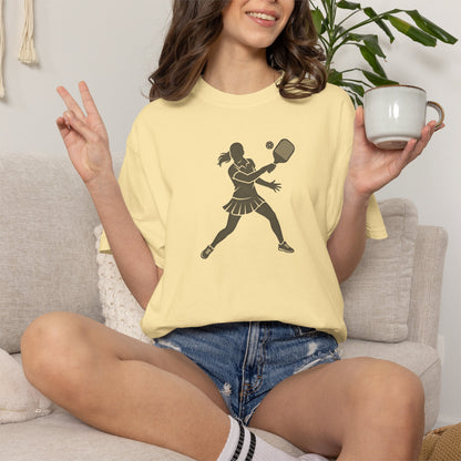 Pickleball Female Silhouette Icon Tee Minimalist Pickler Graphic Women T-Shirt