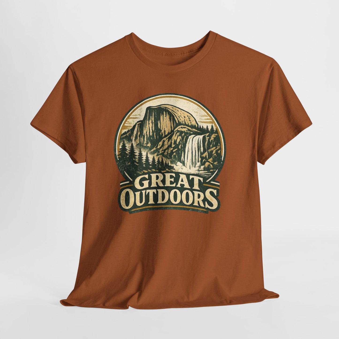 Great Outdoors Retro Badge Tee | Yosemite Half Dome Graphic Shirt | Camping Gift