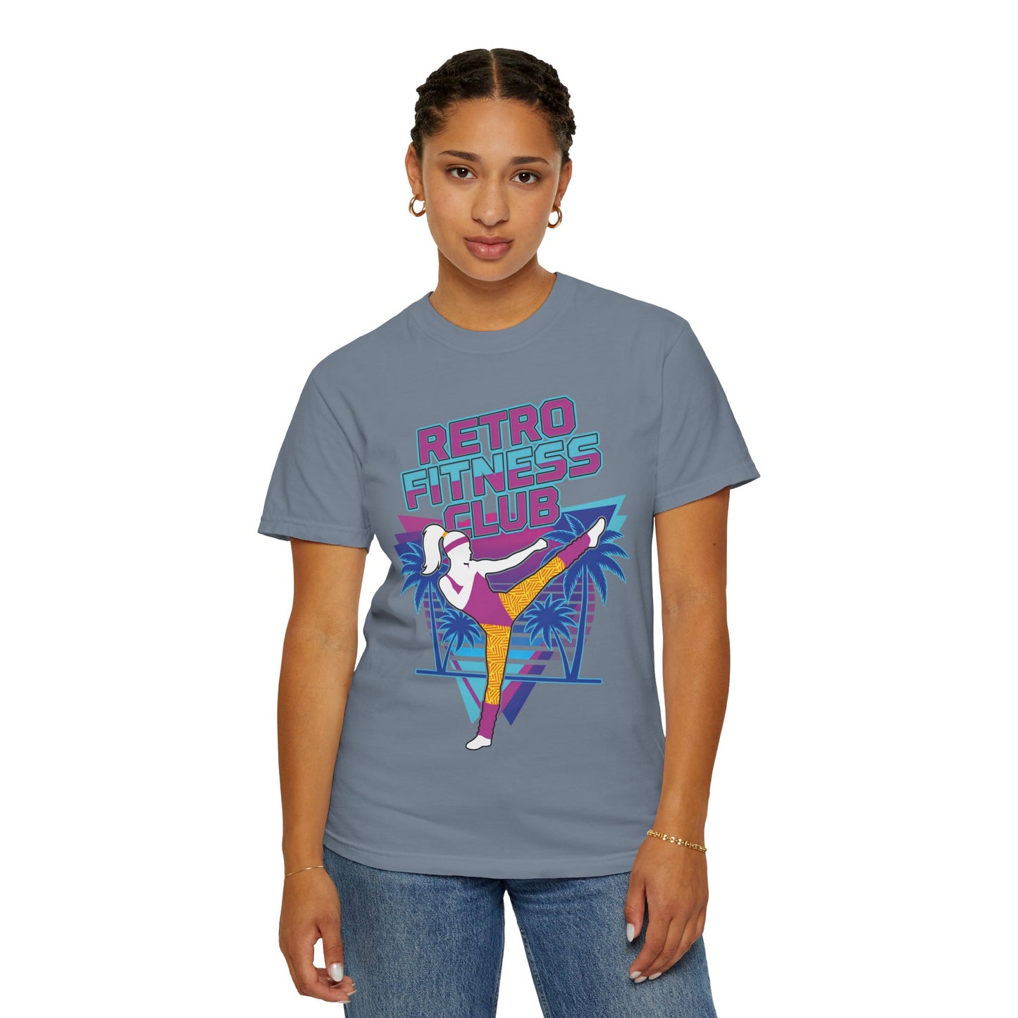 Retro Fitness Club High Kick 80s Tee | Vintage Aerobics Shirt Women