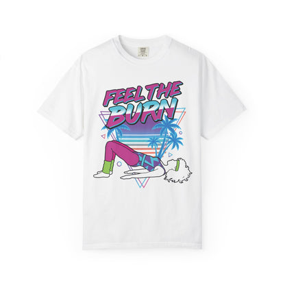 Feel the Burn Neon 80s Aerobics Graphic Tee | Retro Workout Shirt Women