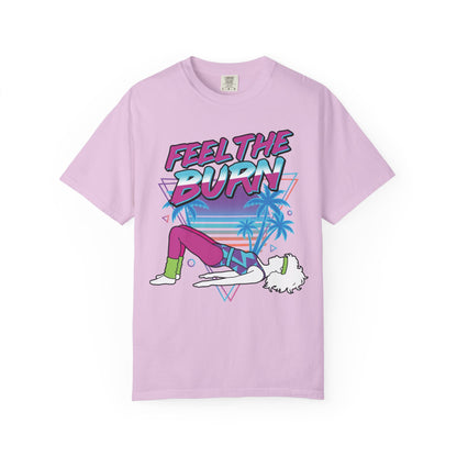 Feel the Burn Neon 80s Aerobics Graphic Tee | Retro Workout Shirt Women