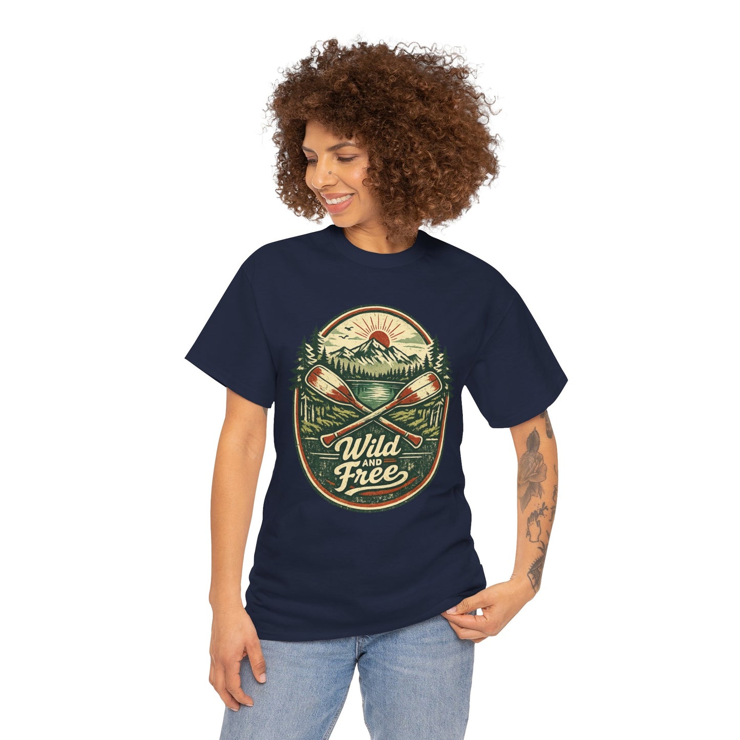Wild and Free Badge Tee | Vintage Adventure Shirt | Outdoor Explorer Gift