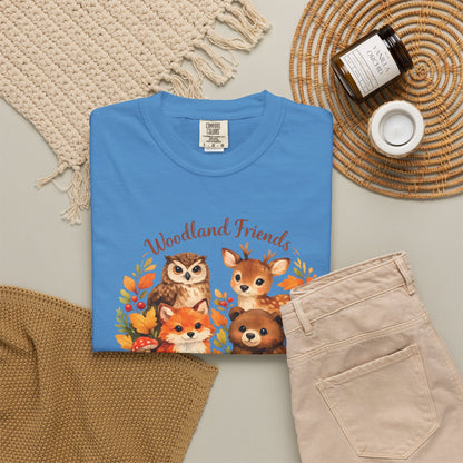 Woodland Friends Badge Watercolor Tee | Fox Bear Deer Owl Shirt | Nature Lover Gift
