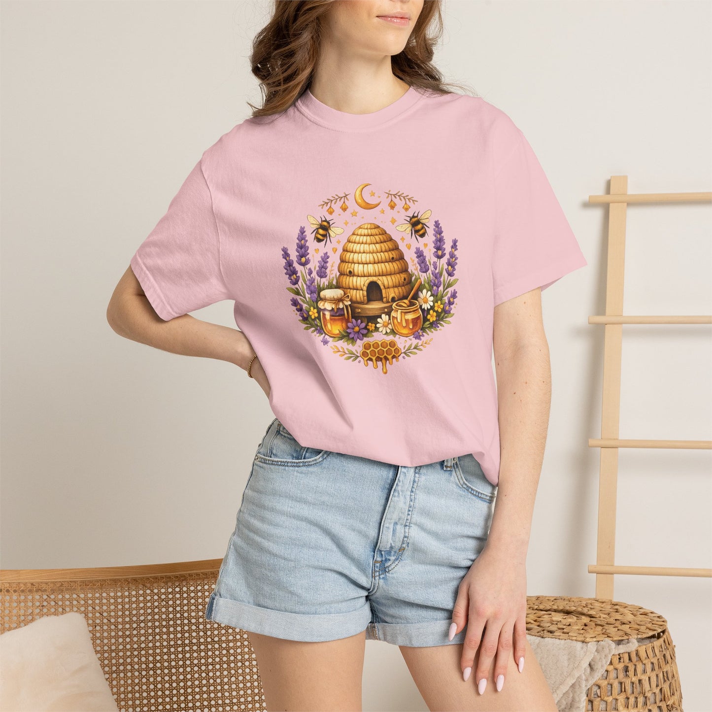 Beehive Honey and Lavender Tee | Vintage Nature Art Shirt | Botanical Garden Gift