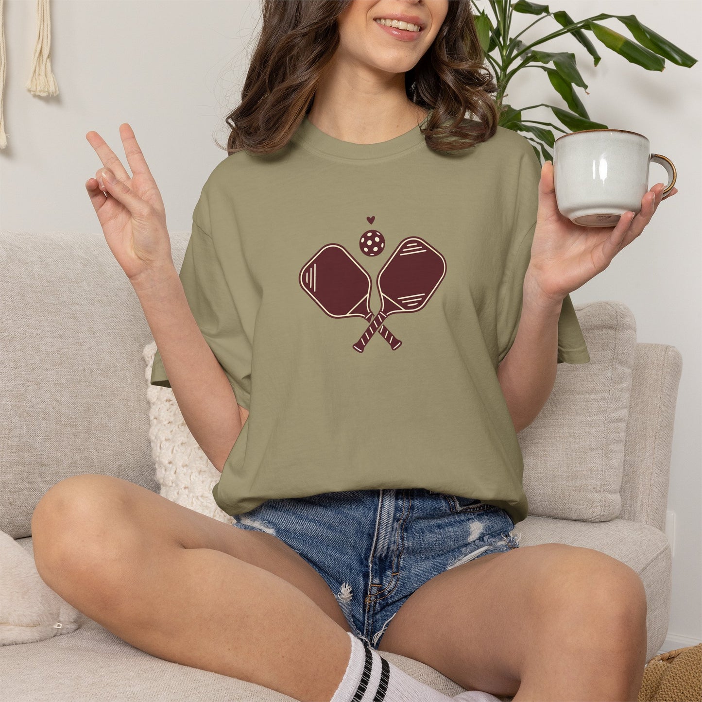 Pickleball Heart Icon Tee Pickler Love Minimalist Graphic Unisex Shirt