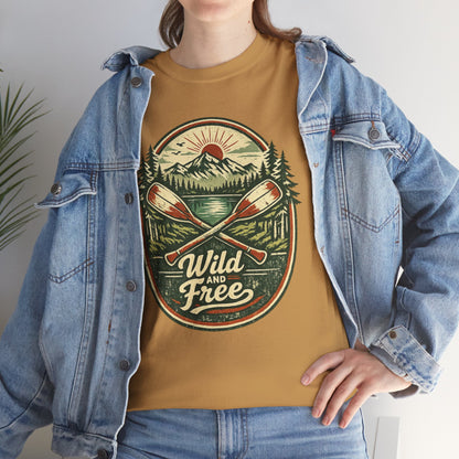 Wild and Free Badge Tee | Vintage Adventure Shirt | Outdoor Explorer Gift
