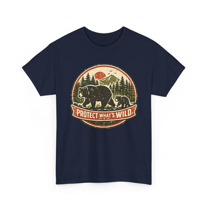 Bear and Cub Retro Badge Tee | Protect What's Wild | Wildlife Lover Gift | Unisex