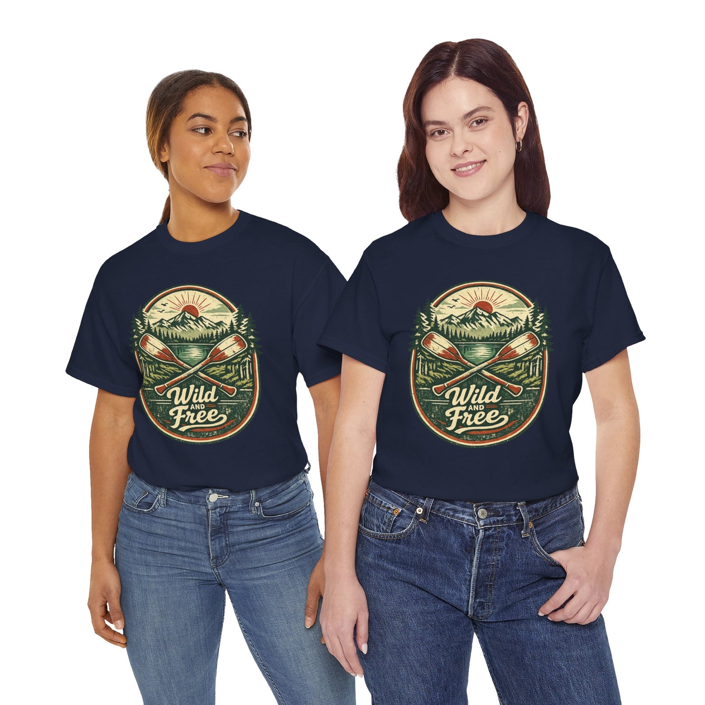 Wild and Free Badge Tee | Vintage Adventure Shirt | Outdoor Explorer Gift