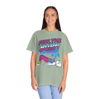 Feel the Burn Neon 80s Aerobics Graphic Tee | Retro Workout Shirt Women