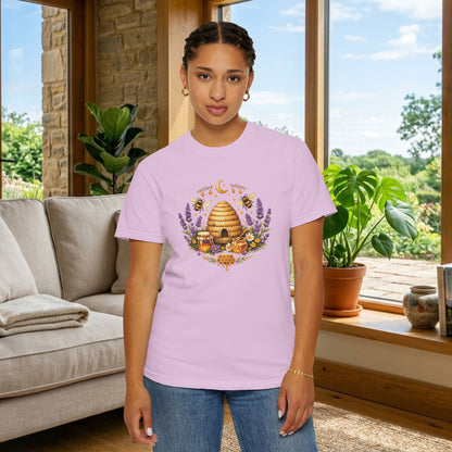 Beehive Honey and Lavender Tee | Vintage Nature Art Shirt | Botanical Garden Gift