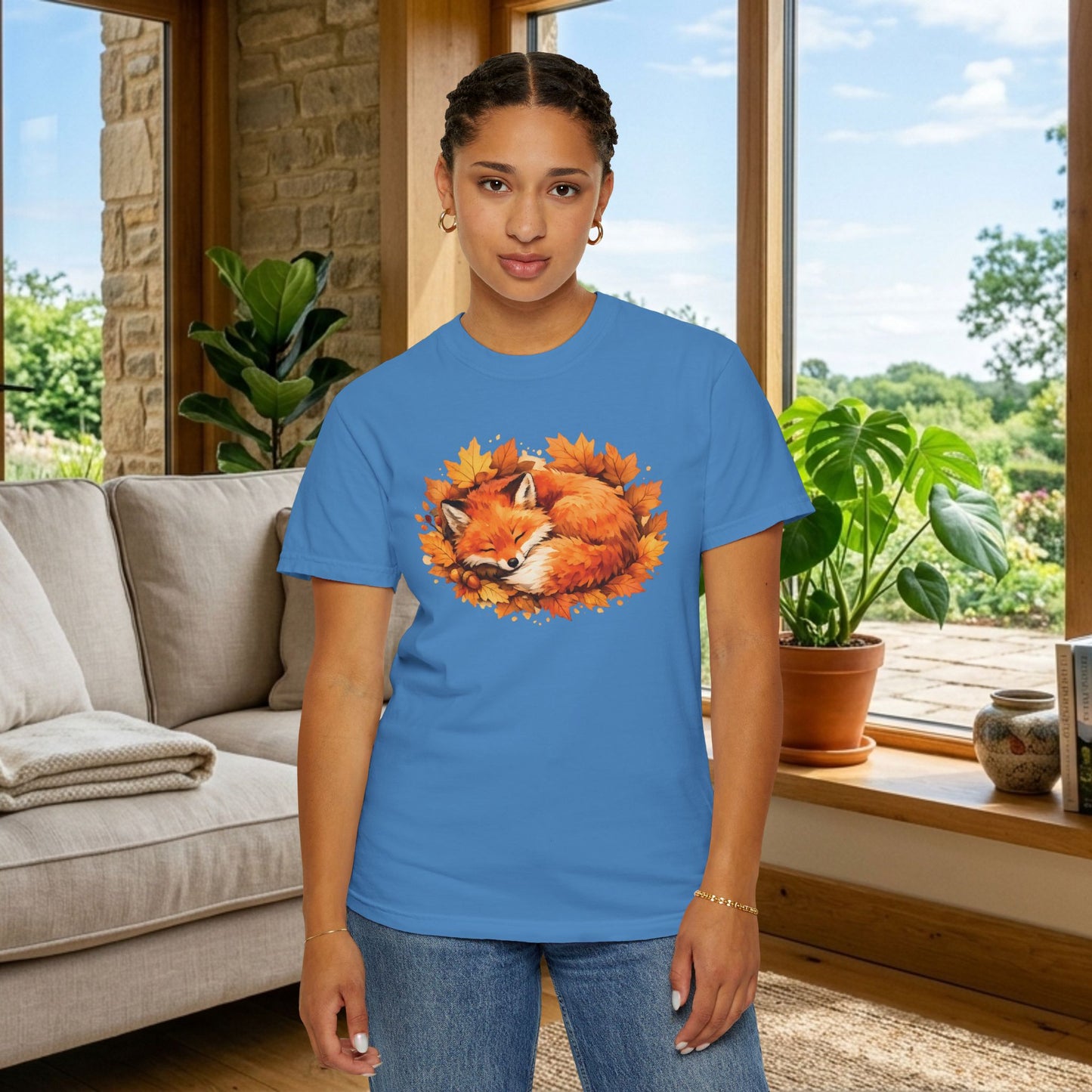 Sleeping Fox Watercolor Graphic Tee | Cozy Woodland Animal Shirt | Nature Lover Gift
