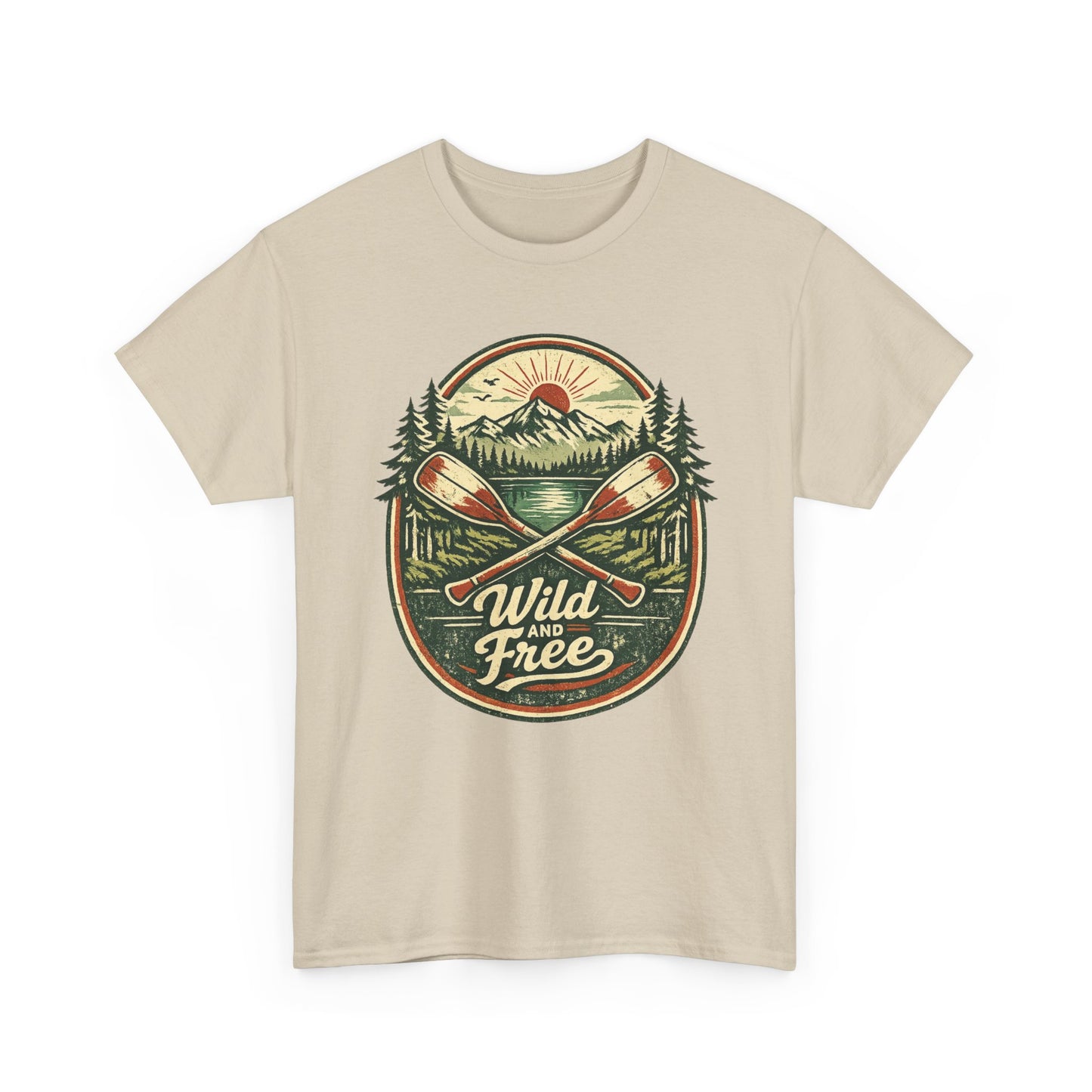 Wild and Free Badge Tee | Vintage Adventure Shirt | Outdoor Explorer Gift