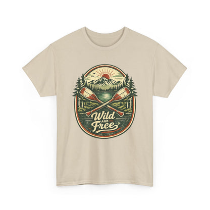 Wild and Free Badge Tee | Vintage Adventure Shirt | Outdoor Explorer Gift