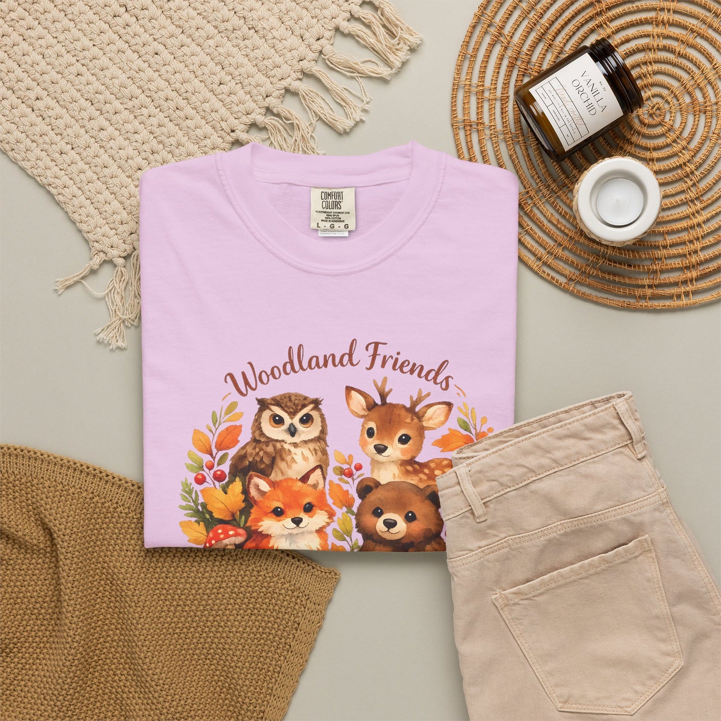 Woodland Friends Badge Watercolor Tee | Fox Bear Deer Owl Shirt | Nature Lover Gift