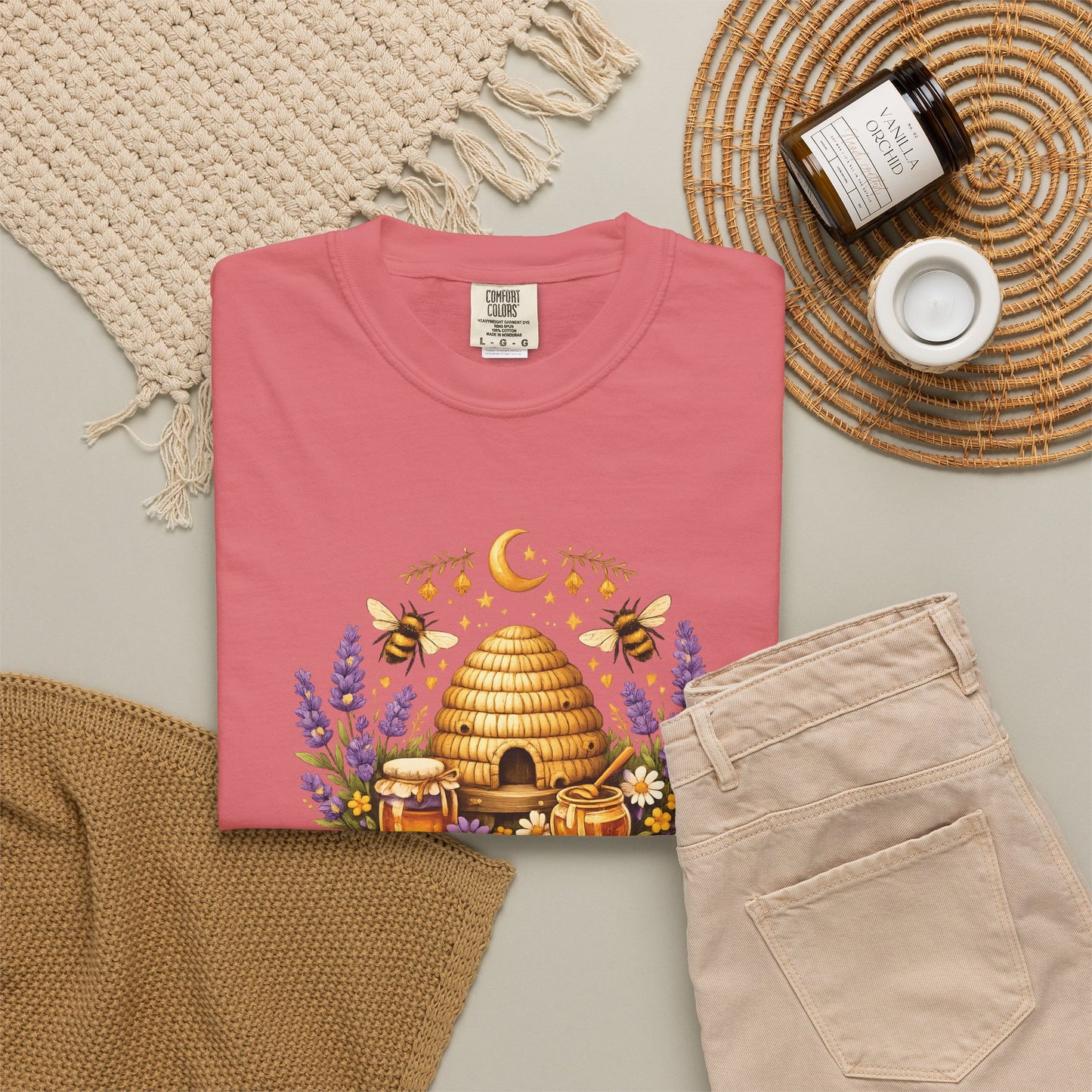 Beehive Honey and Lavender Tee | Vintage Nature Art Shirt | Botanical Garden Gift
