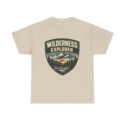 Wilderness Explorer Shield badge Tee | Retro Outdoor Adventure design | Hiking