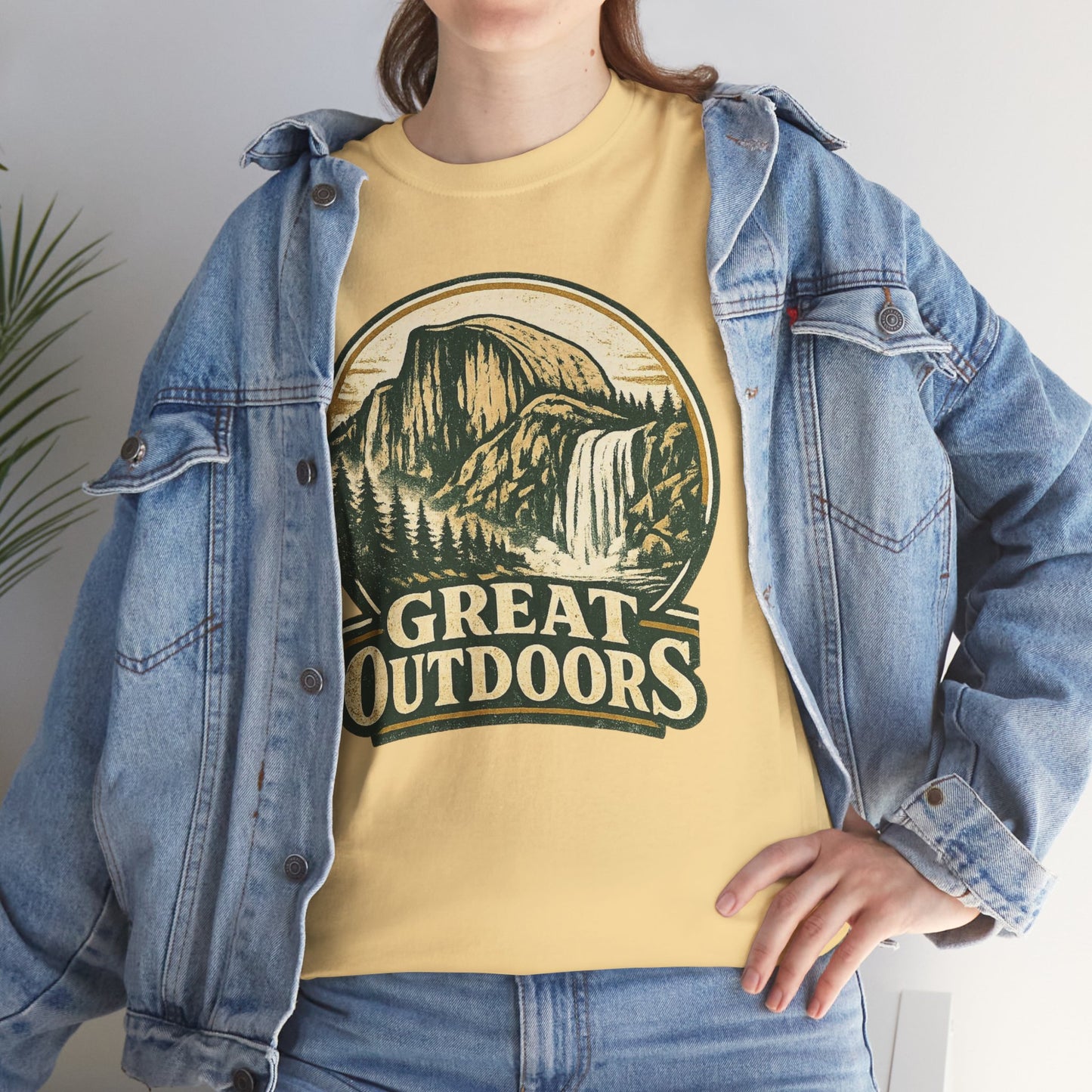 Great Outdoors Retro Badge Tee | Yosemite Half Dome Graphic Shirt | Camping Gift