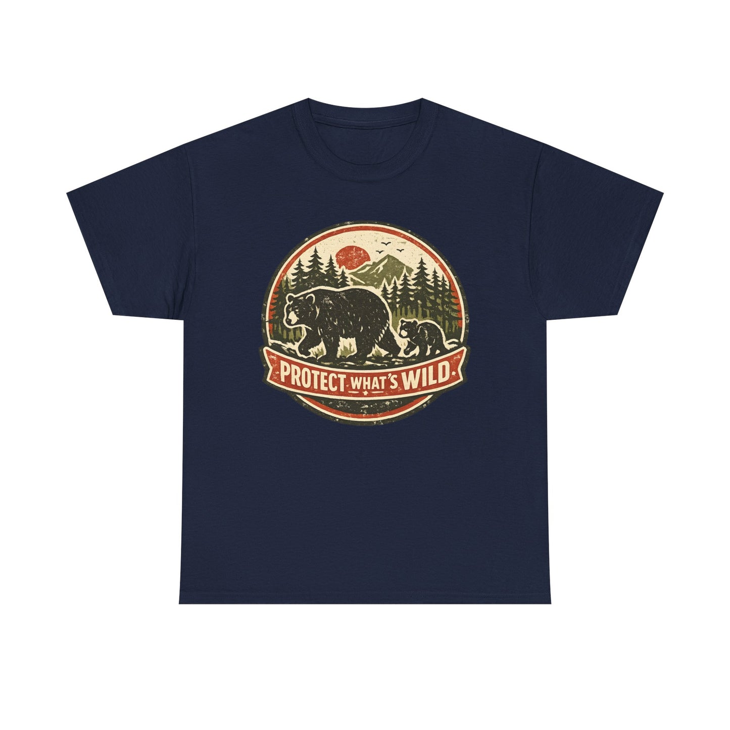 Bear and Cub Retro Badge Tee | Protect What's Wild | Wildlife Lover Gift | Unisex