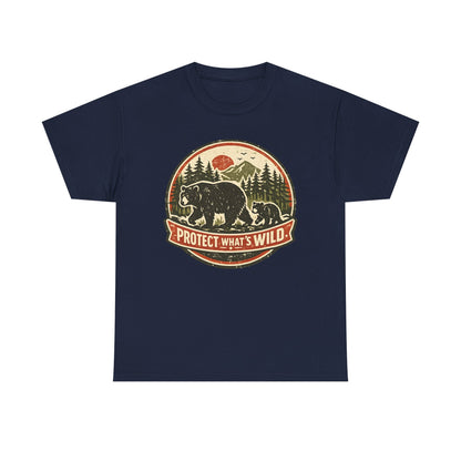 Bear and Cub Retro Badge Tee | Protect What's Wild | Wildlife Lover Gift | Unisex