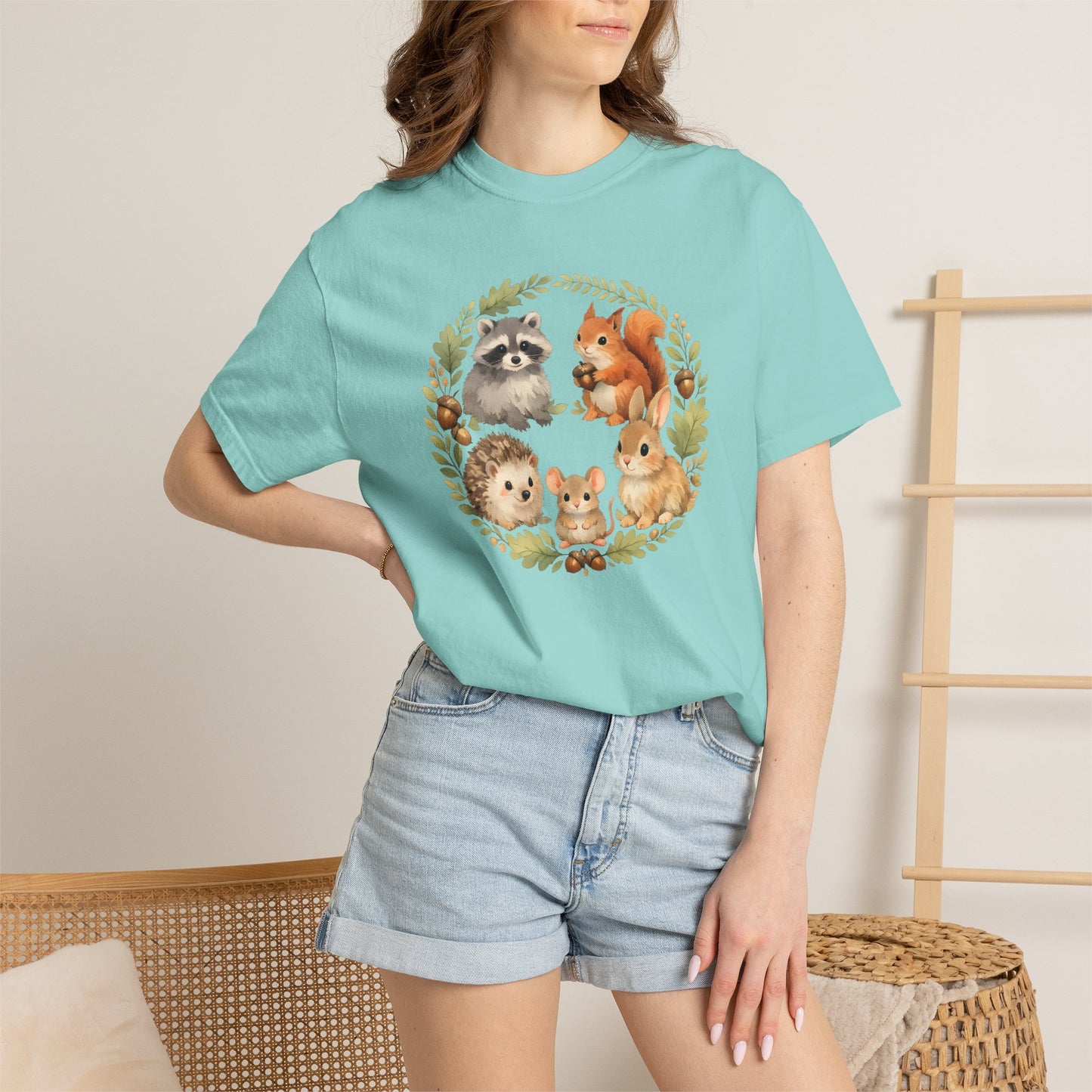 Woodland Animals Circle Watercolor Tee | Forest Creature Gift Shirt | Nature Lover