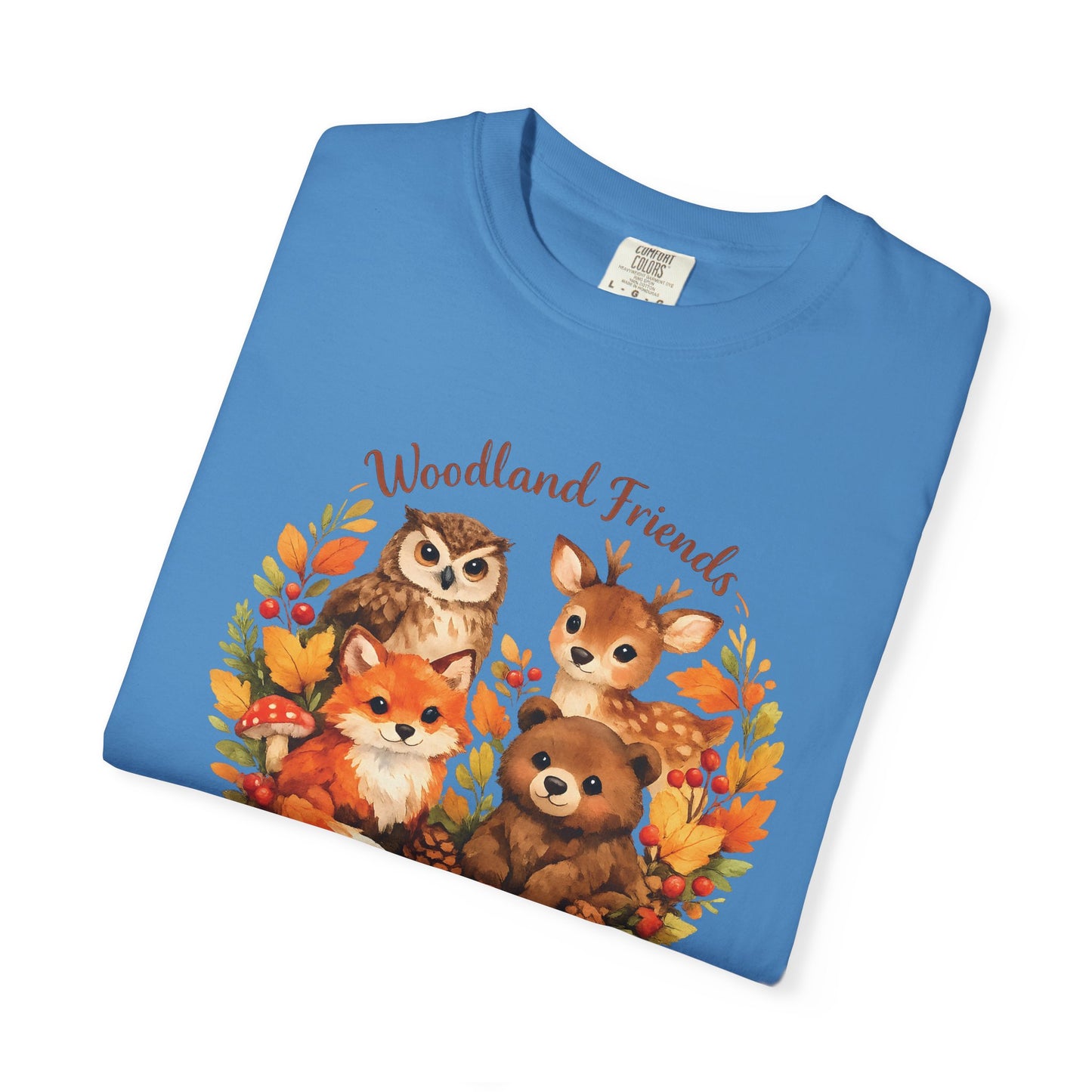 Woodland Friends Badge Watercolor Tee | Fox Bear Deer Owl Shirt | Nature Lover Gift