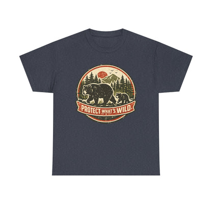 Bear and Cub Retro Badge Tee | Protect What's Wild | Wildlife Lover Gift | Unisex