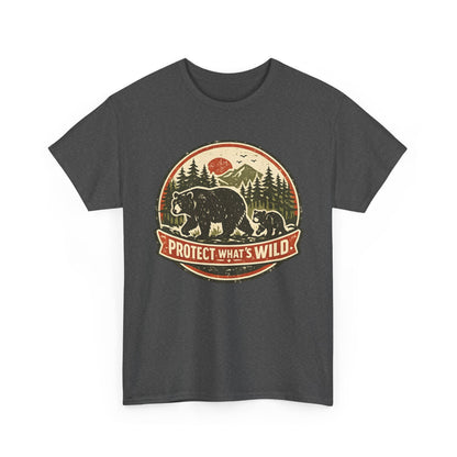 Bear and Cub Retro Badge Tee | Protect What's Wild | Wildlife Lover Gift | Unisex