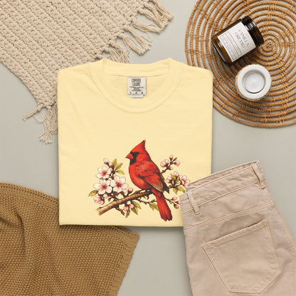 Cardinal Botanical Tee | Vintage Bird Art Shirt | Bird Watcher Gift