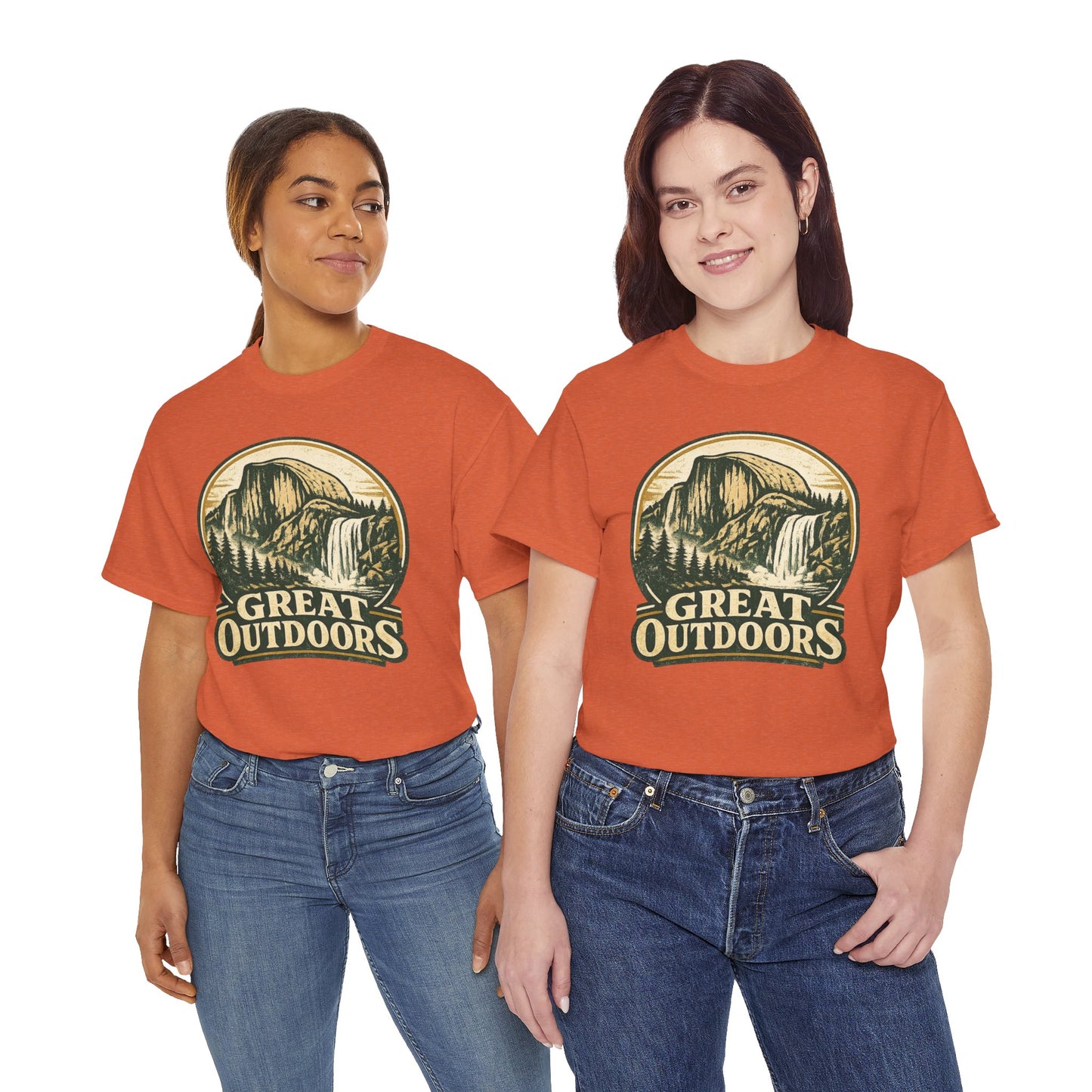 Great Outdoors Retro Badge Tee | Yosemite Half Dome Graphic Shirt | Camping Gift