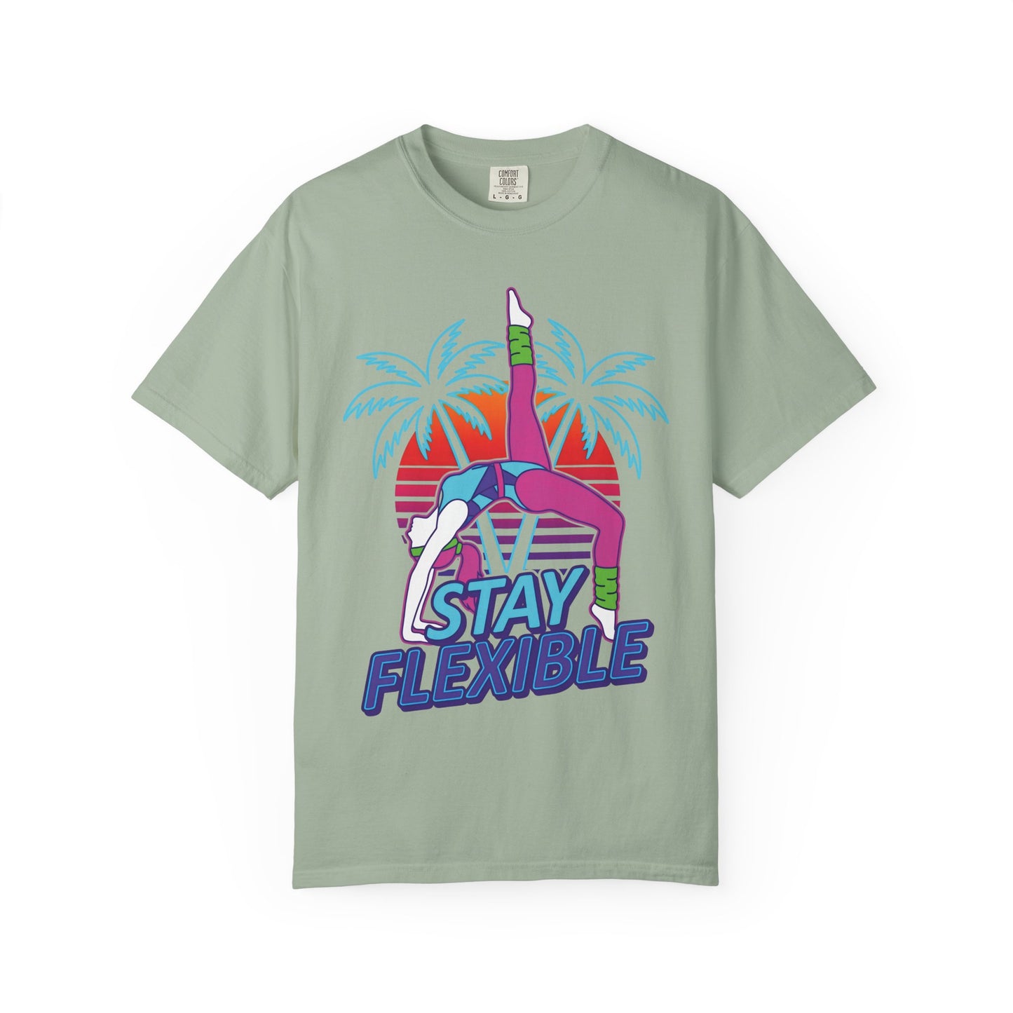 Stay Flexible Retro 80s Backbend Graphic Tee | Vintage Workout Shirt Women