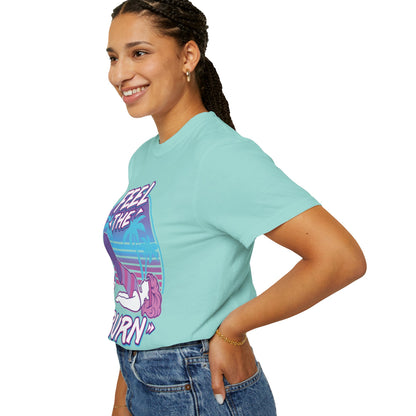 Feel the Burn Retro 80s Glute Thrust Pose Graphic Tee | Vintage Workout Shirt