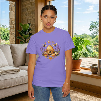 Beehive Honey and Lavender Tee | Vintage Nature Art Shirt | Botanical Garden Gift