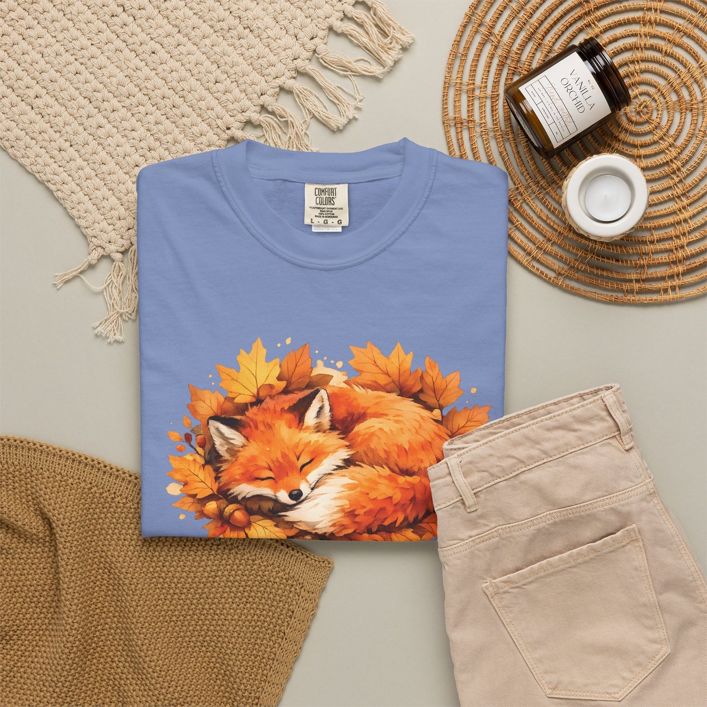 Sleeping Fox Watercolor Graphic Tee | Cozy Woodland Animal Shirt | Nature Lover Gift