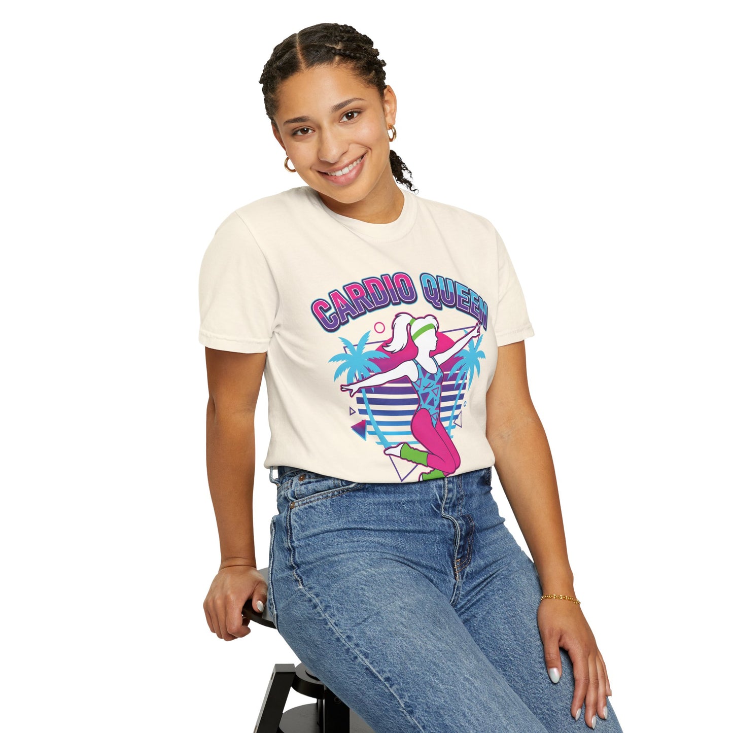 Cardio Queen Retro 80s Aerobics Graphic Tee | Vintage Workout Shirt Women