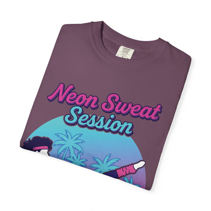 Neon Sweat Session Retro 80s Aerobics Graphic Tee | Vintage Workout Shirt