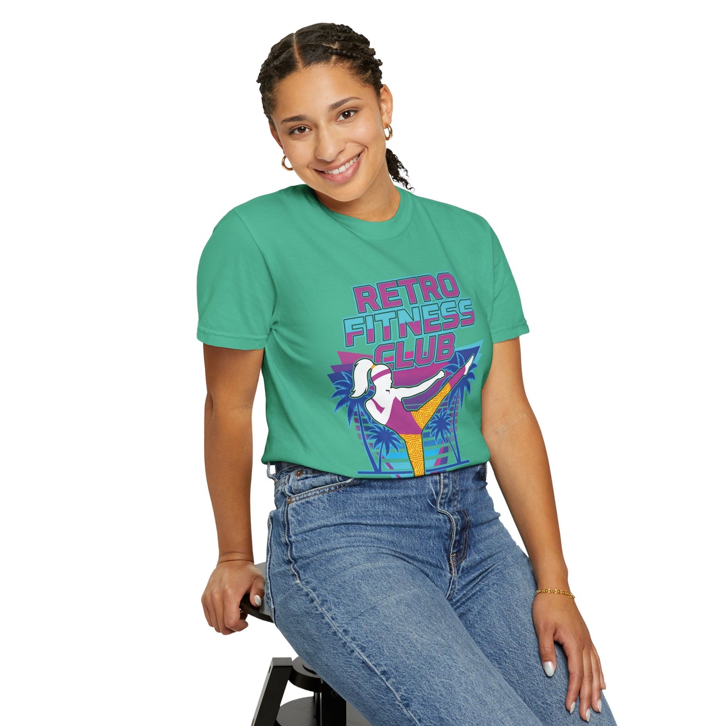 Retro Fitness Club High Kick 80s Tee | Vintage Aerobics Shirt Women