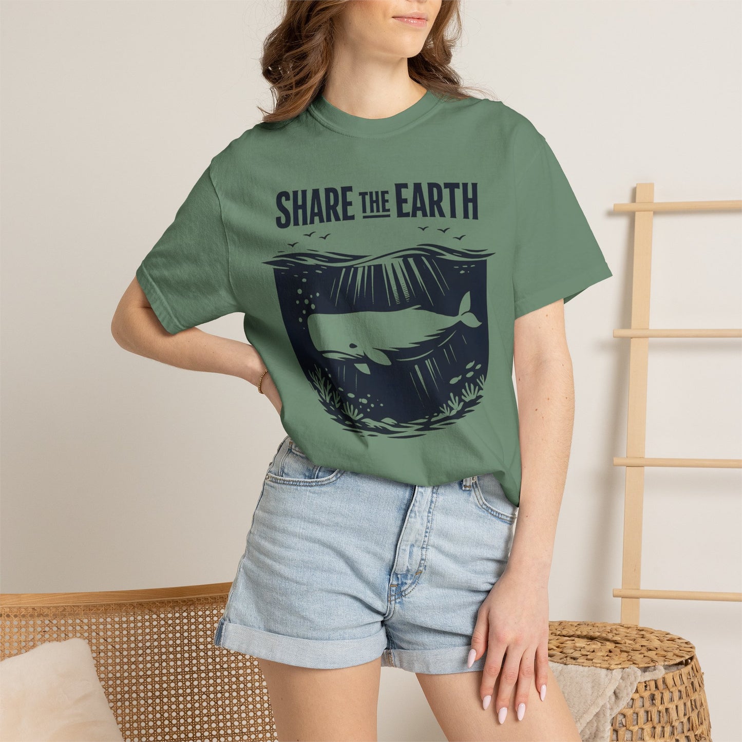 Whale Conservation Tee | Share the Earth Graphic Shirt | Ocean Wildlife Gift | Unisex