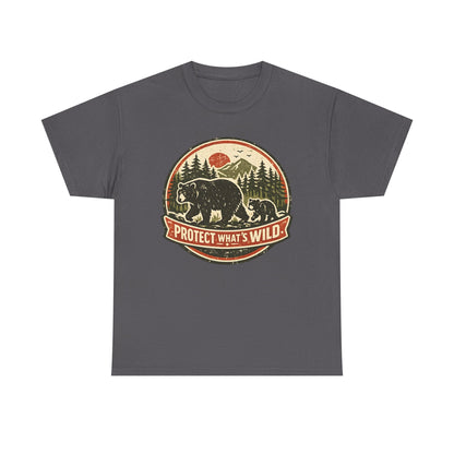 Bear and Cub Retro Badge Tee | Protect What's Wild | Wildlife Lover Gift | Unisex