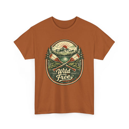 Wild and Free Badge Tee | Vintage Adventure Shirt | Outdoor Explorer Gift