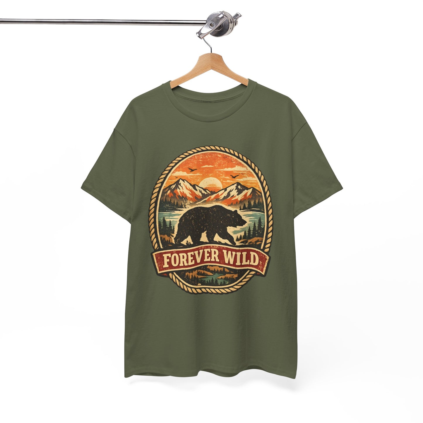 Grizzly Bear Forever Wild Badge Tee | Vintage National Park Shirt | Nature Lover Gift
