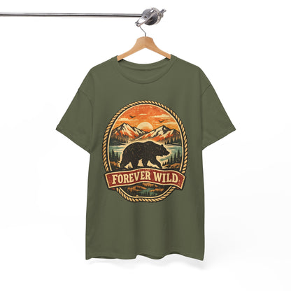 Grizzly Bear Forever Wild Badge Tee | Vintage National Park Shirt | Nature Lover Gift