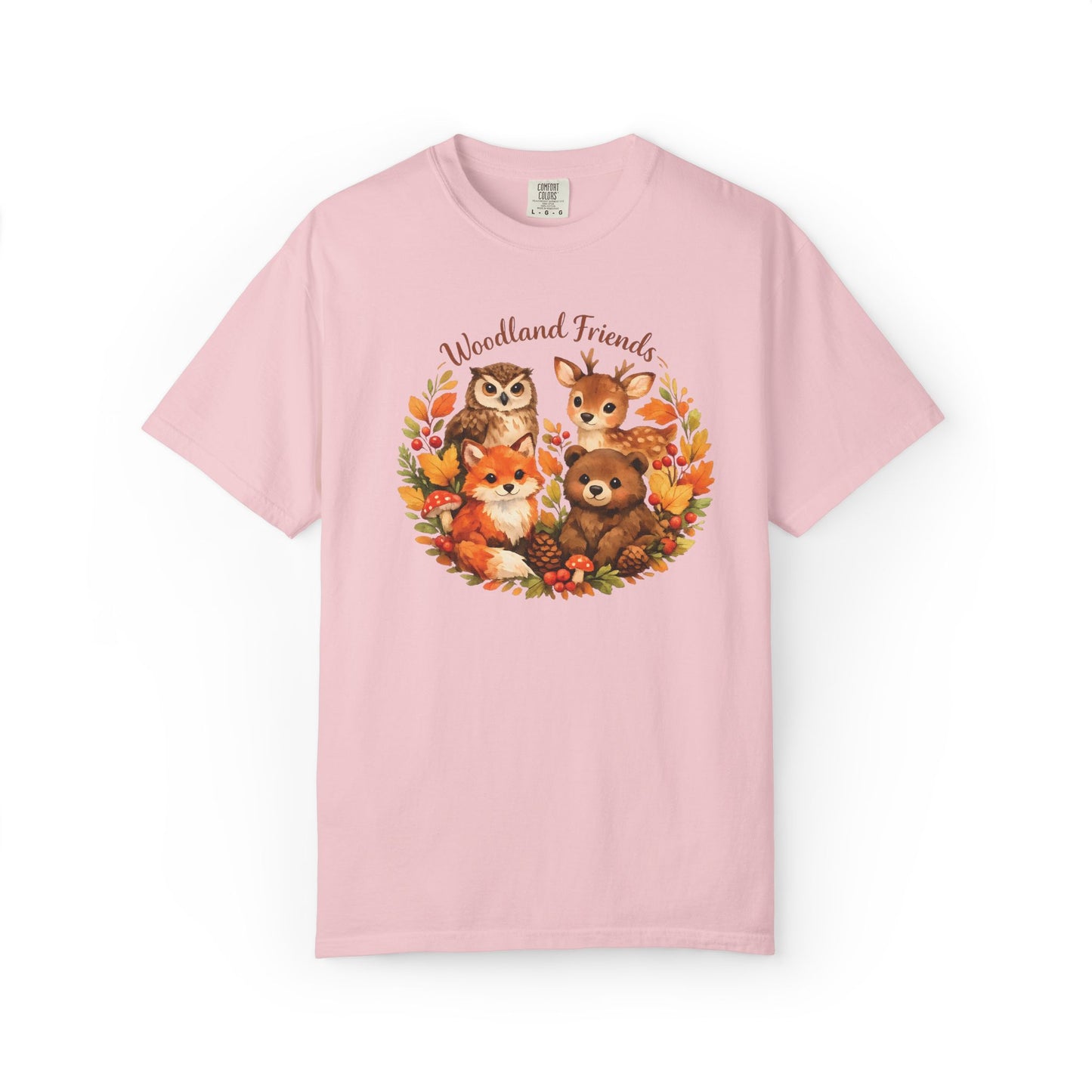 Woodland Friends Badge Watercolor Tee | Fox Bear Deer Owl Shirt | Nature Lover Gift