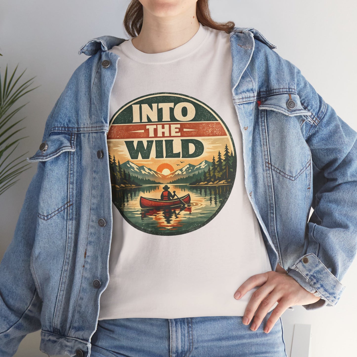 Into the Wild Canoe Badge Tee | Vintage Outdoor Graphic Shirt | Camping Adventure Gift