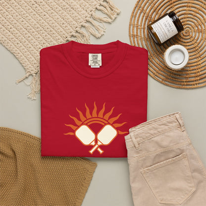 Pickleball Sun Badge Tee Pickler Vintage Minimalist Unisex Shirt