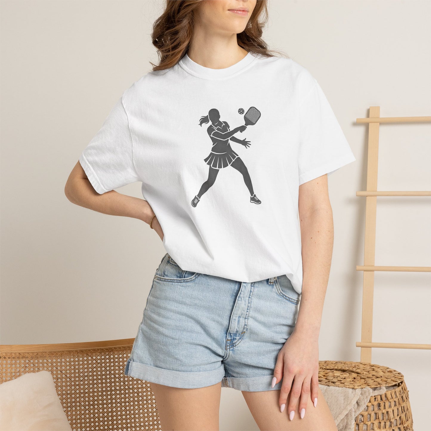 Pickleball Female Silhouette Icon Tee Minimalist Pickler Graphic Women T-Shirt