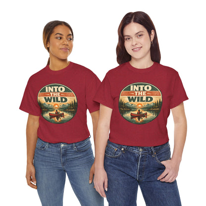 Into the Wild Canoe Badge Tee | Vintage Outdoor Graphic Shirt | Camping Adventure Gift