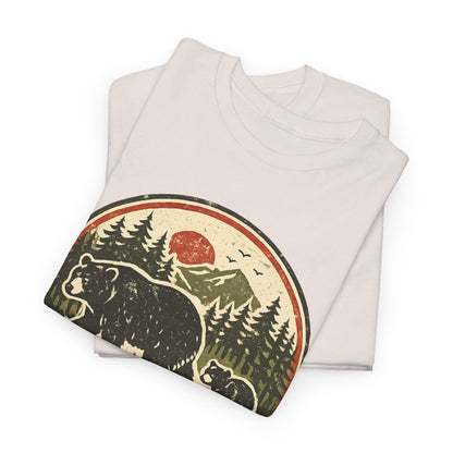 Bear and Cub Retro Badge Tee | Protect What's Wild | Wildlife Lover Gift | Unisex