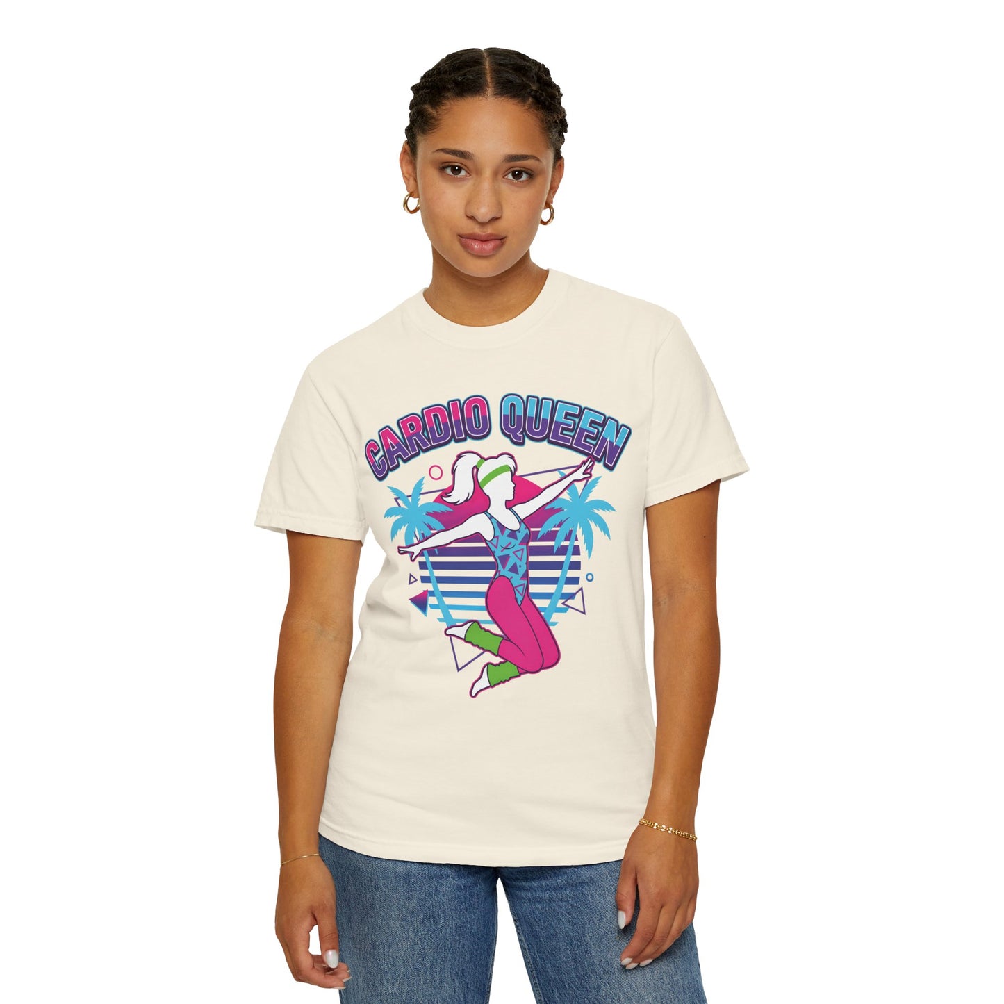 Cardio Queen Retro 80s Aerobics Graphic Tee | Vintage Workout Shirt Women