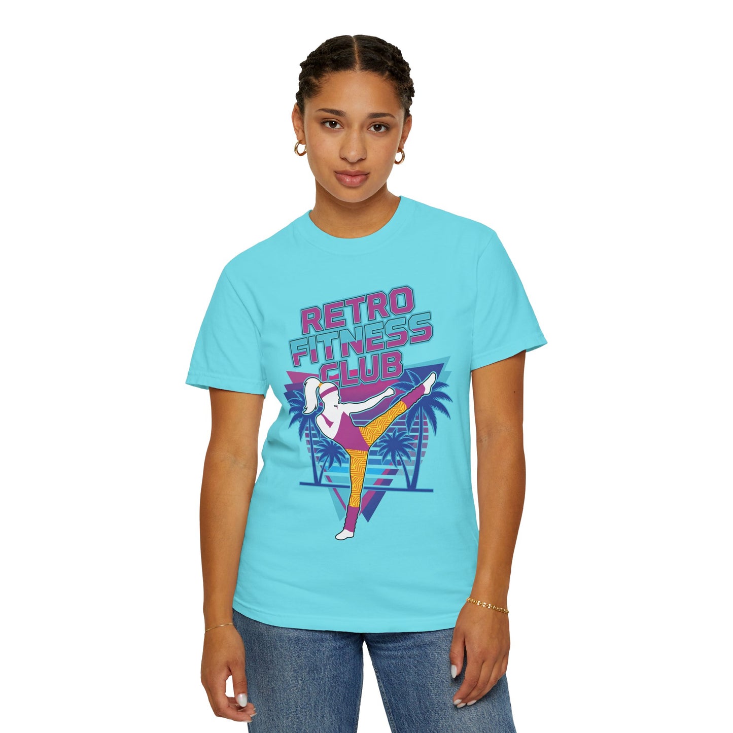 Retro Fitness Club High Kick 80s Tee | Vintage Aerobics Shirt Women