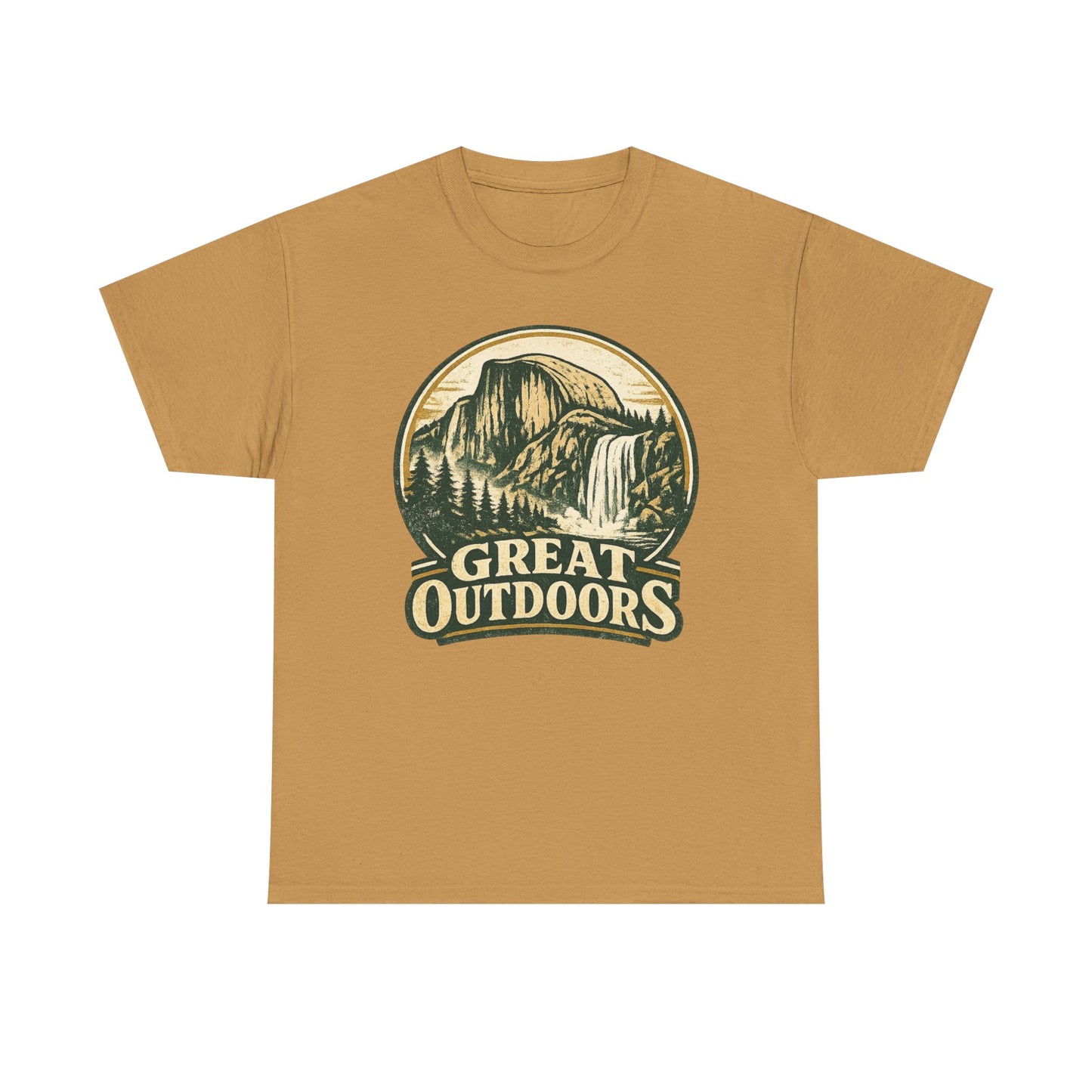 Great Outdoors Retro Badge Tee | Yosemite Half Dome Graphic Shirt | Camping Gift
